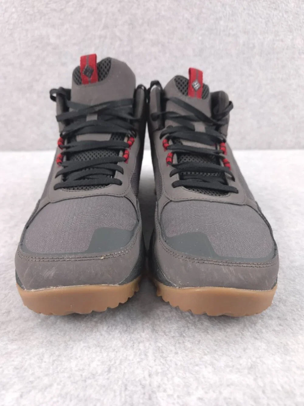Columbia Boots Mens 10 Flow Centre Trail Hiking Shoes Mid Dark Grey Red Jasper